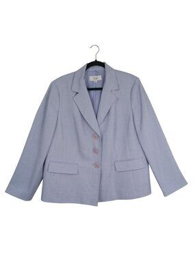 Le Suit Blazer Womens Light Blue Size 16W Lined Button Front Office